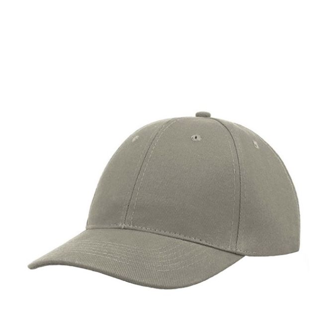 Cappello 6 pannelli e chiusura a fibbia in twill di cotone spazzolato color grigio chiaro