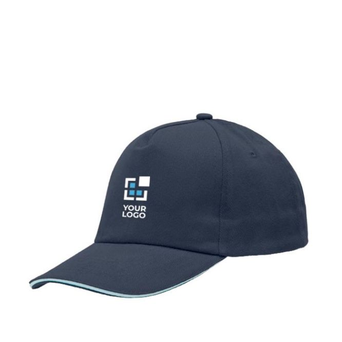 Cappello con bordo della visiera colorato in cotone pettinato 255g/m²