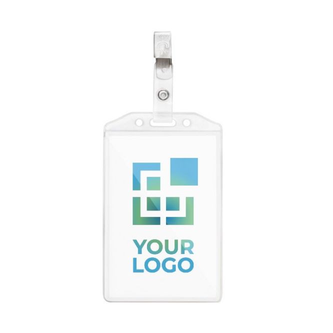 Porta badge verticale di plastica con clip rimovibile 75 x 120 mm