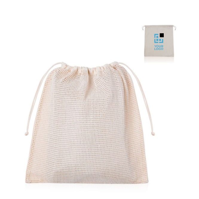 Sacchetto con un lato a rete in cotone da 140 g/m²