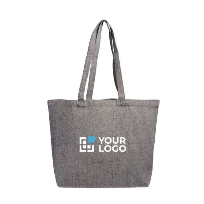 Borsa in cotone riciclato con effetto mélange e soffietto 280 g/m²