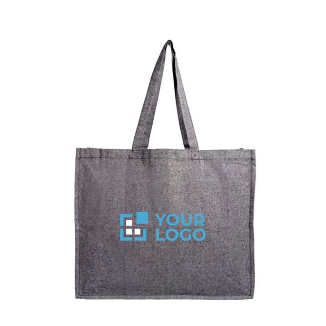 Borsa in cotone riciclato con soffietto e manici lunghi 190 g/m²