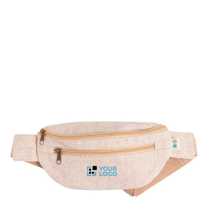 Marsupio promozionale ecologico in canapa e cotone da160 g/m² color beige
