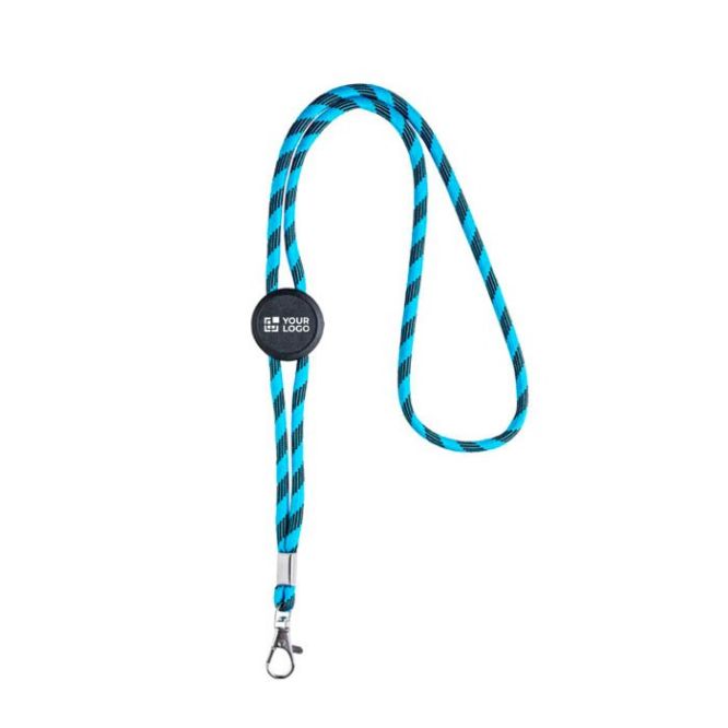 Lanyard tubolare sostenibile in rPET con design a righe alternate