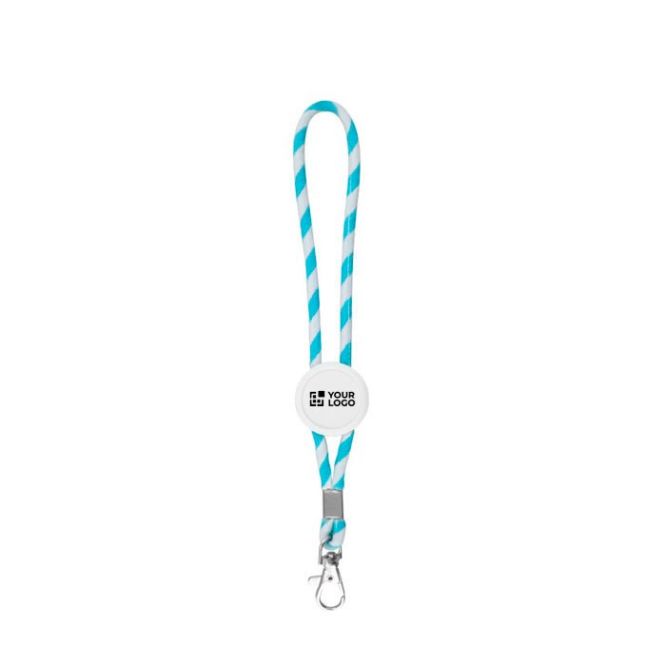 Portachiavi tubolare a righe simile a un lanyard con moschettone