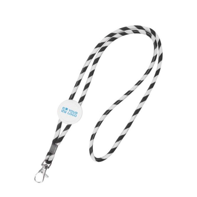 Lanyard tubolare in poliestere con righe bianche e colore a scelta