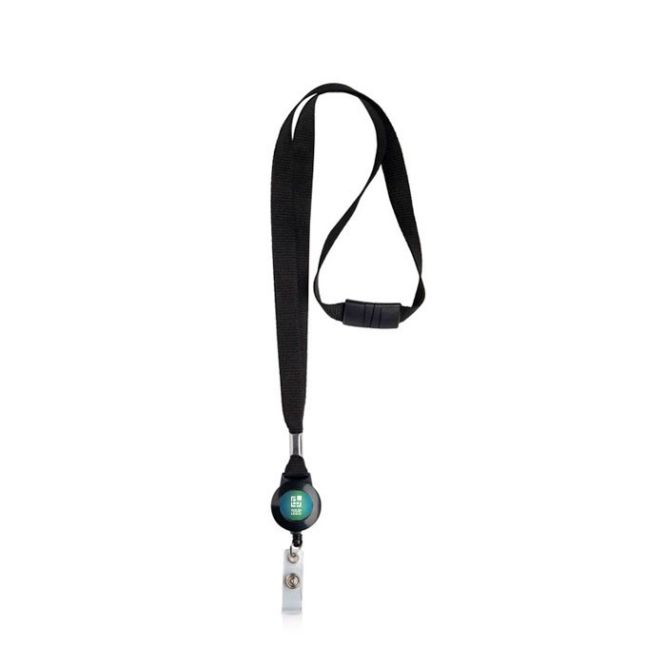 Lanyard in poliestere con clip estensibile e chiusura di sicurezza