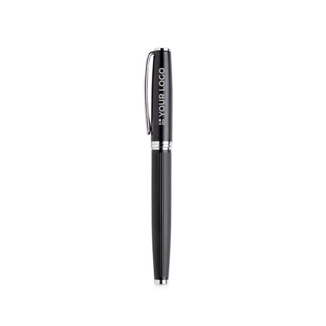 Roller in metallo elegante con corpo testurizzato e inchiostro nero
