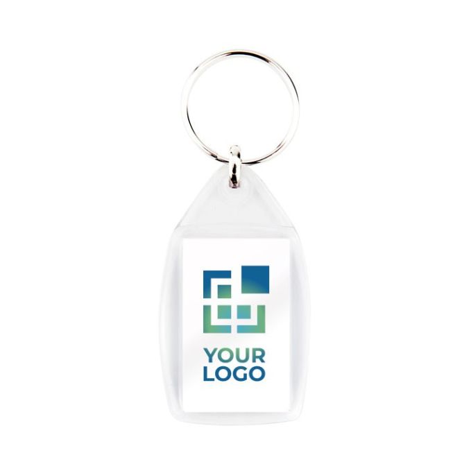 Portachiavi rettangolare personalizzabile con inserto di carta 25x40mm