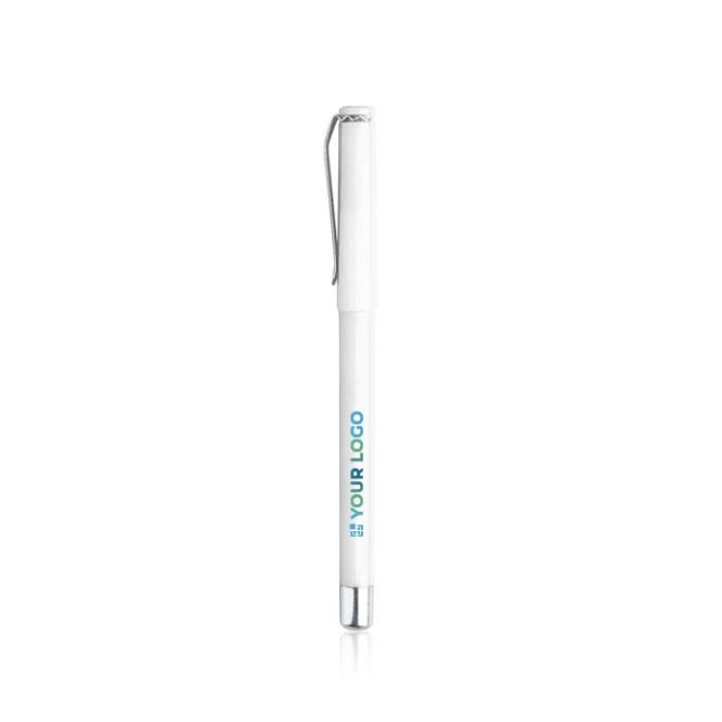 Roller in plastica con cappuccio e clip in metallo, inchiostro gel blu