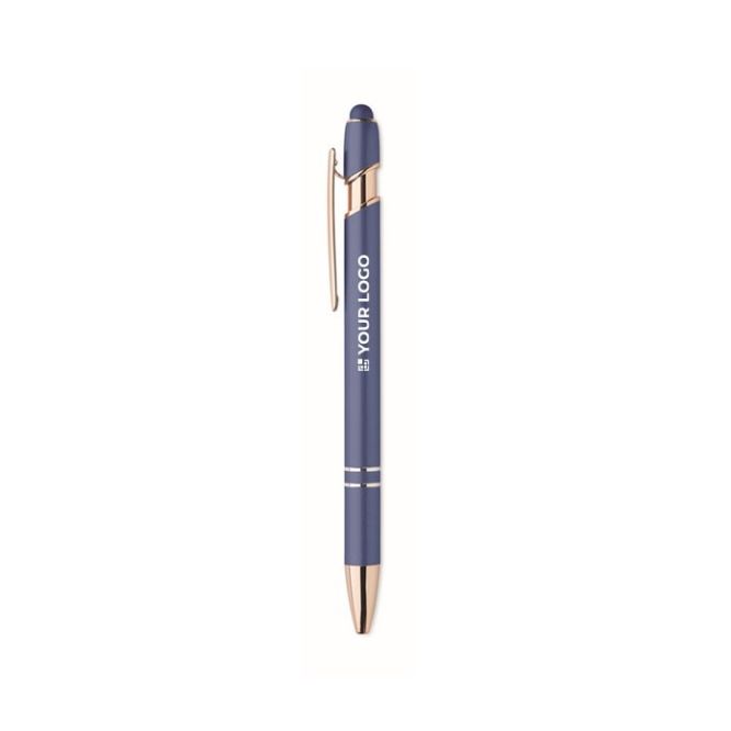 Penna touch in alluminio riciclato e dettagli oro rosa inchiostro blu