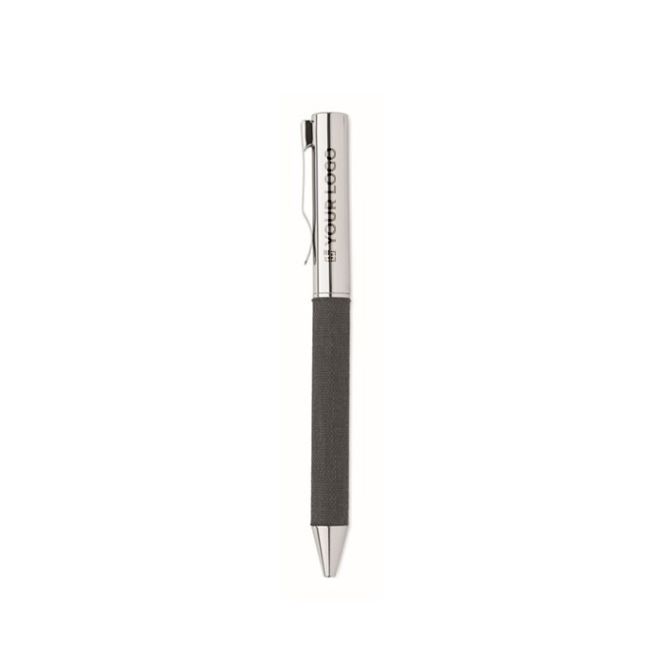 Penna twist in alluminio con dettaglio in rPET e inchiostro blu