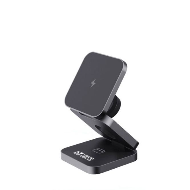 Caricatore wireless portatile in alluminio riciclato per 3 dispositivi