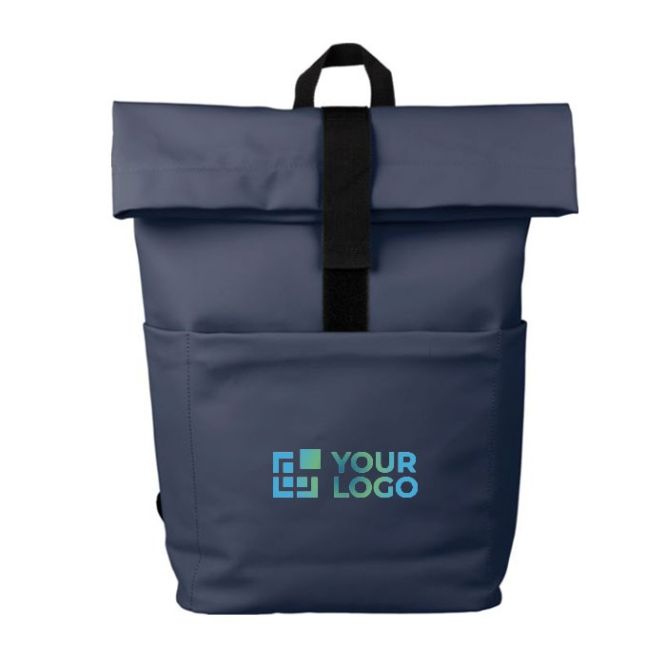 Zaino rolltop in PU con tasca frontale e laterale e scomparto pc 15''