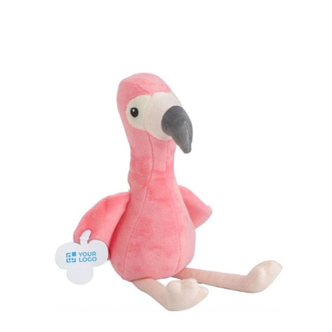 Fenicottero di peluche con possibilità di personalizzare l'etichetta
