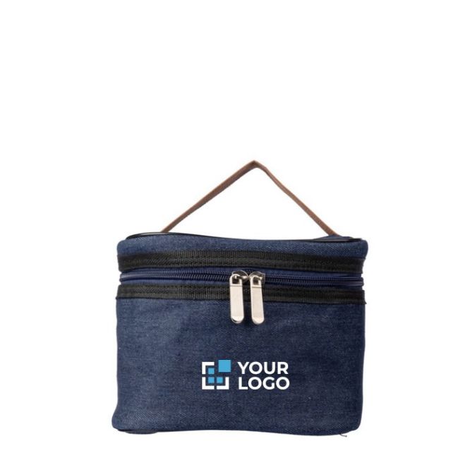 Borsa frigo con interno in PEVA ed esterno in denim con manico in PU