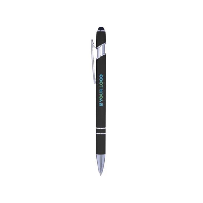 Penna touch in alluminio con finitura in gomma e inchiostro blu