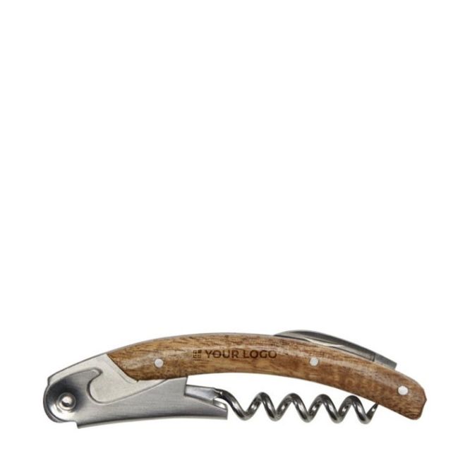 Portabottiglie in legno di acacia con cavatappi abbinato