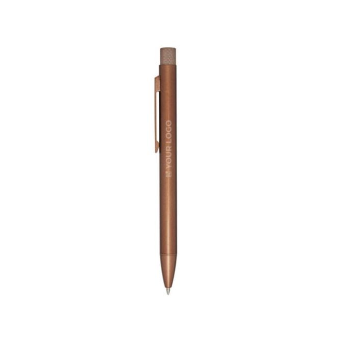 Penna a sfera in ottone riciclato con clip in ferro e inchiostro blu