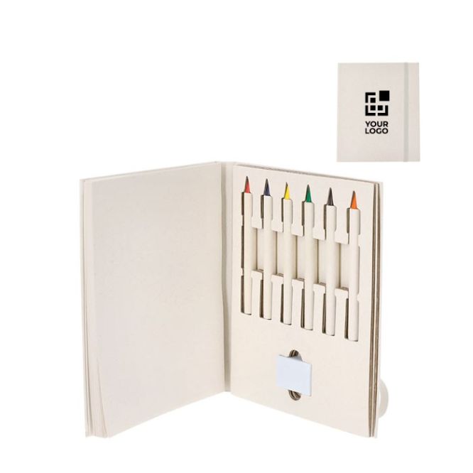 Set ecologico da disegno con matite colorate eterne e blocco di fogli