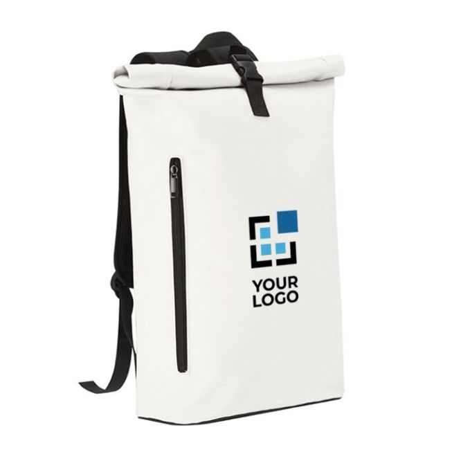 Zaino roll-top in morbido PU con chiusura a fibbia e tasca per pc 15''