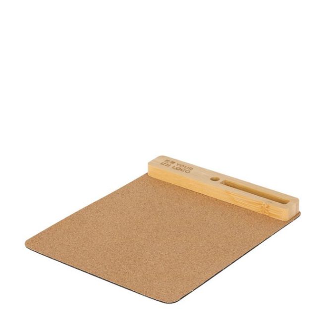 Tappetino in sughero e bambù con supporto per cellulare e prese USB