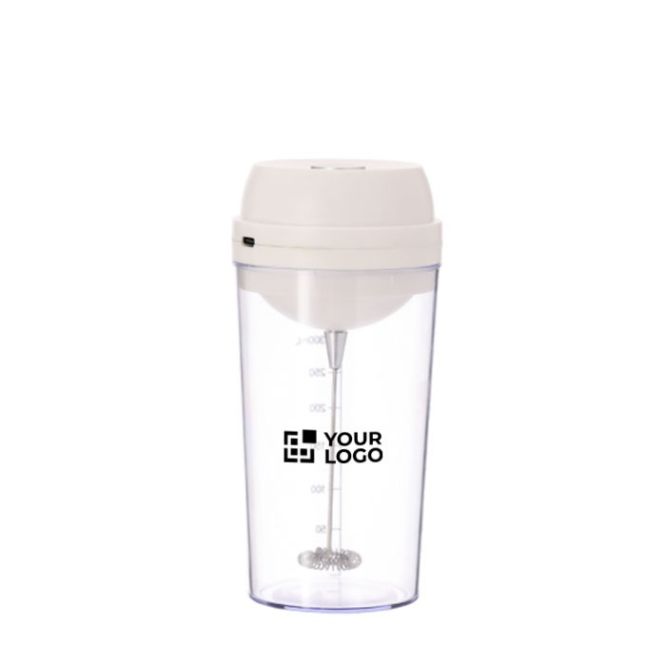 Shaker con mixer elettrico nel tappo colorato e scala di misura 300ml