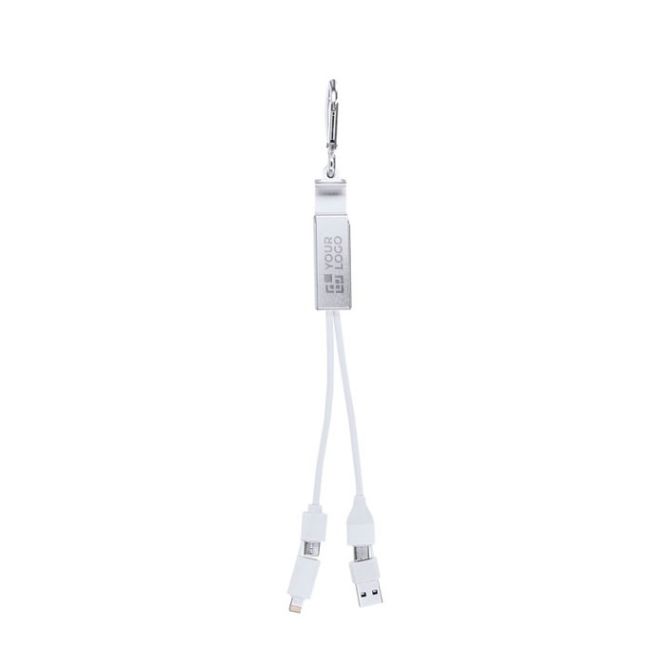Hub USB d'alluminio riciclato con supporto per cellulare e moschettone