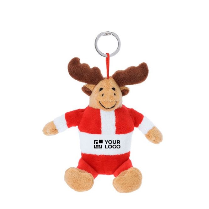 Portachiavi natalizio in peluche a forma di renna personalizzabile