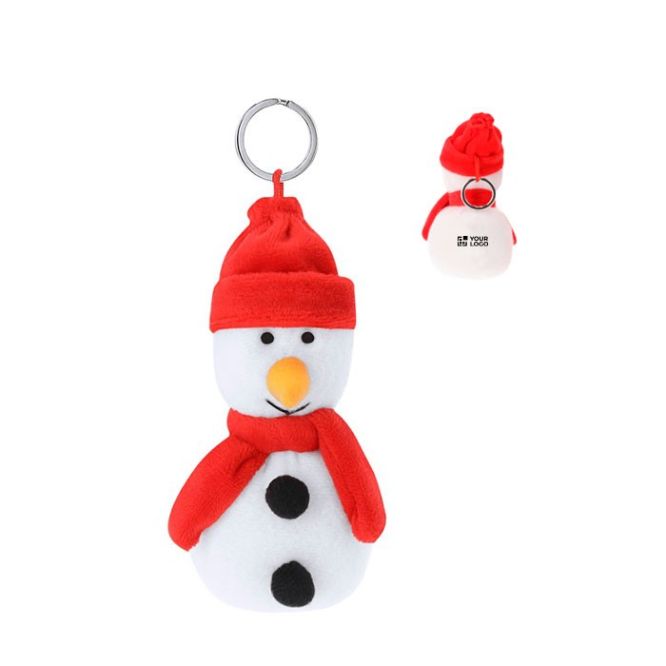 Portachiavi natalizio in peluche a forma di pupazzo di neve