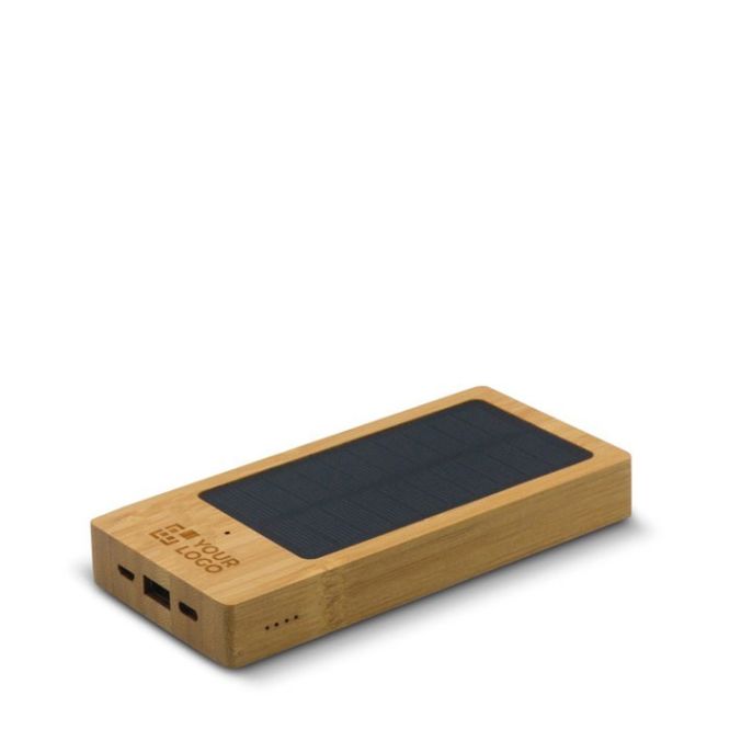 Batteria esterna in bambù FSC con pannello solare e capacità 8.000 mAh