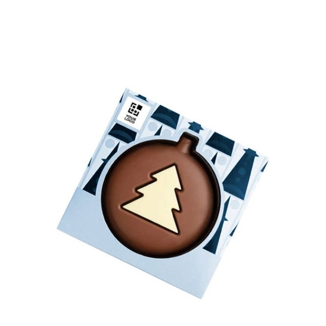 Pallina di Natale al cioccolato al latte e abete di cioccolato bianco
