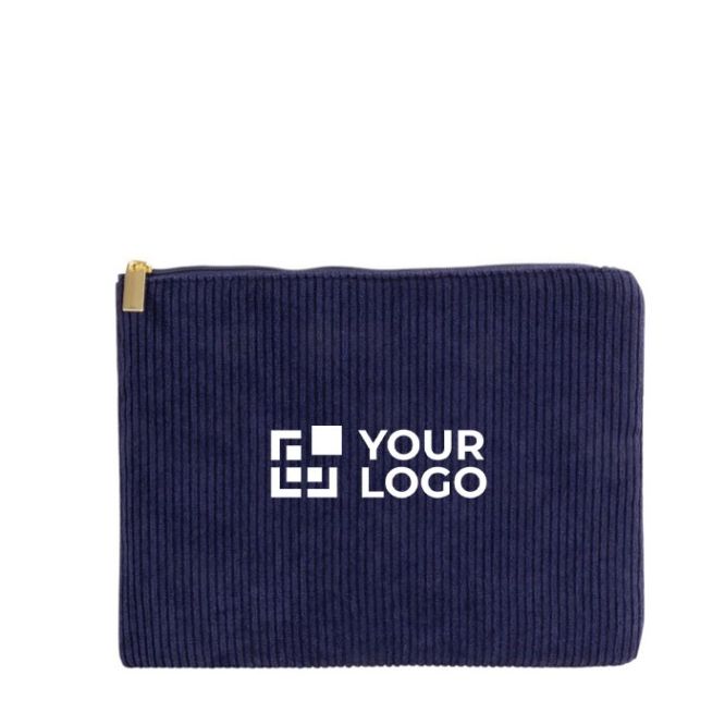 Pochette in velluto a coste di poliestere 240 g/m² con tira zip dorata