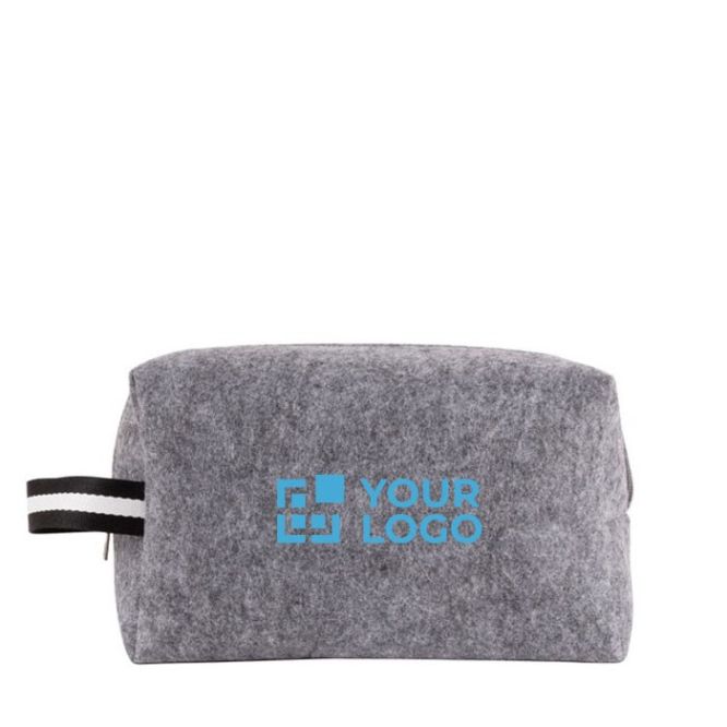Beauty case in feltro rPET da 360 g/m² con manico laterale bicolore