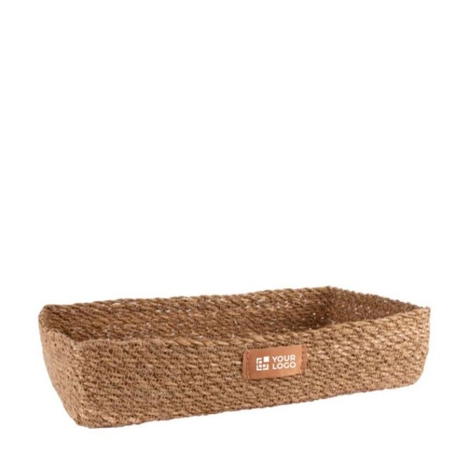 Cesta rettangolare realizzata con alghe intrecciate 35 x 20 x 7 cm