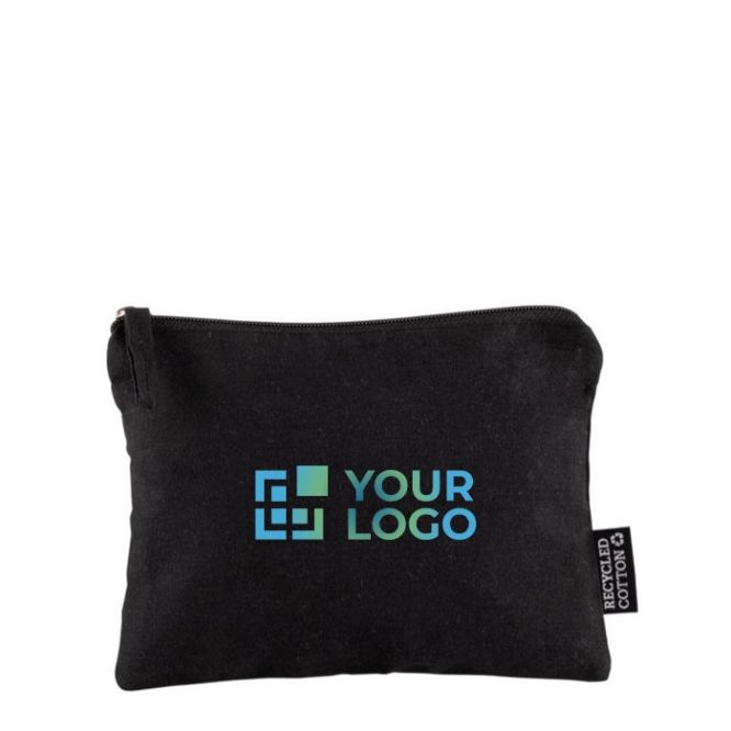 Pochette nera in cotone riciclato da 230 g/m² con tirante abbinato