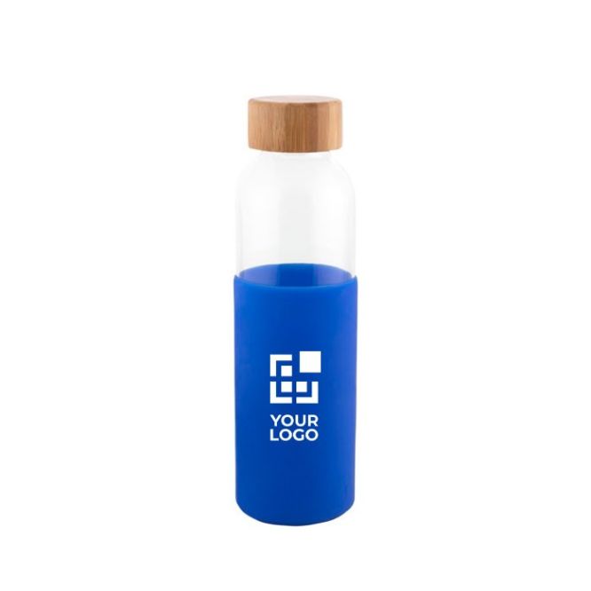 Borraccia in vetro con tappo in bambù e custodia in silicone 500ml