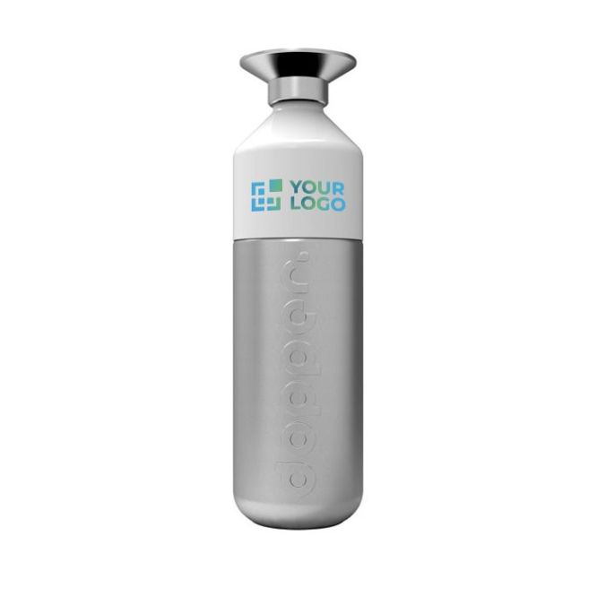 Borraccia sportiva ecologica in acciaio Dopper Steel 800ml color argento vista area di stampa