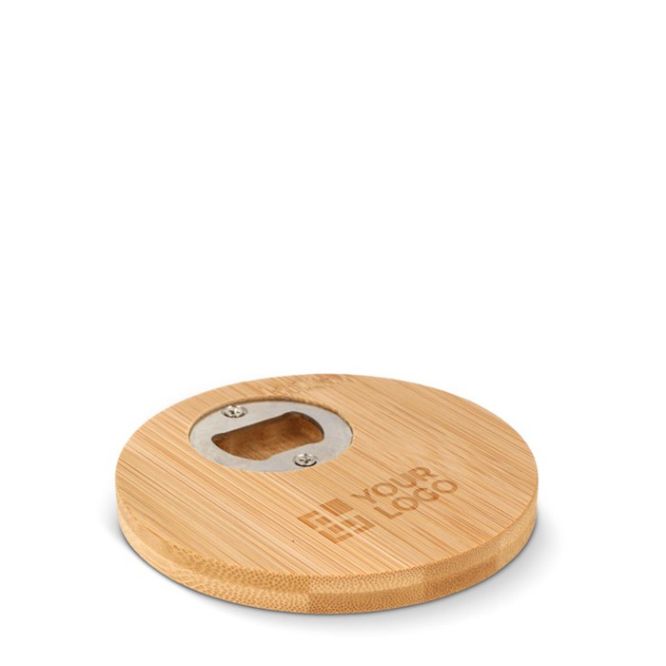 Sottobicchiere rotondo in bambù con funzione apribottiglie Ø 98mm
