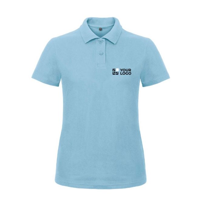 Polo da donna a manica corta in 100% cotone piqué da 2300 g/m² B&C color azzurro