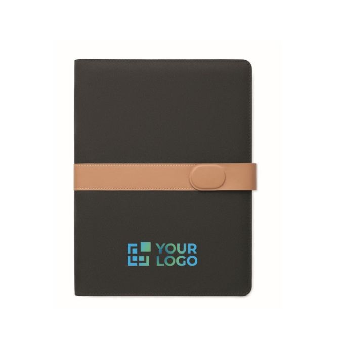 Portadocumenti A4 in rPET con chiusura magnetica e block notes a righe