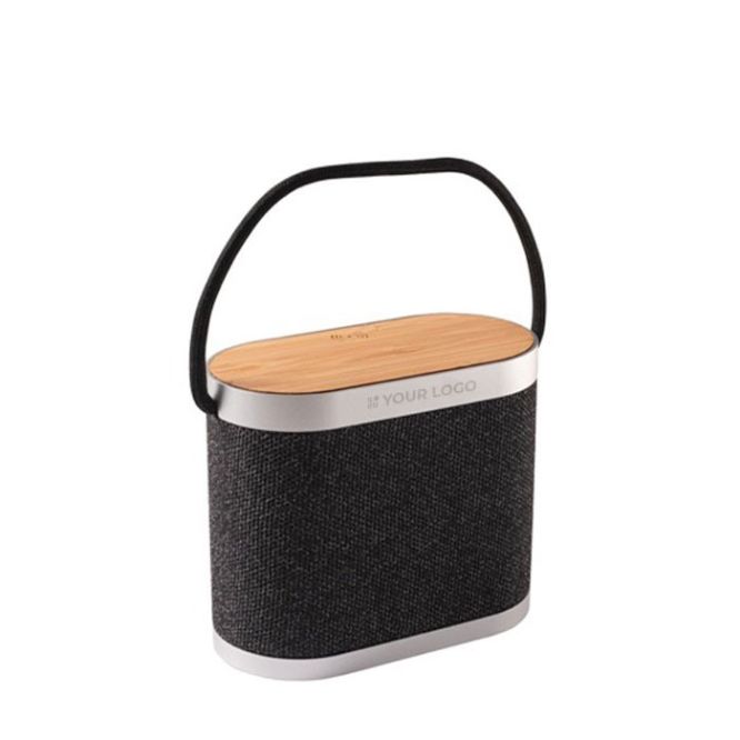 Altoparlante da 5W in rPET e bambù con caricatore wireless da 15W