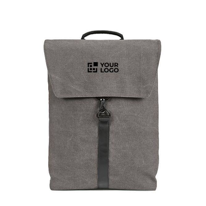 Zaino in cotone riciclato con dettagli in pelle sintetica 25L