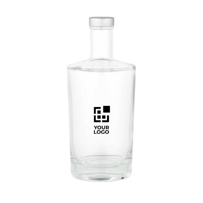 Bottiglia in vetro cilindrica con collo stretto e tappo argentato 760ml