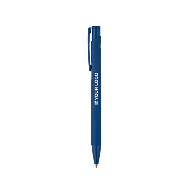 Penna in alluminio riciclato con finitura gommata e inchiostro blu