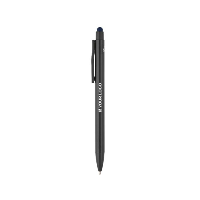 Penna in alluminio riciclato con puntatore touch e inchiostro blu