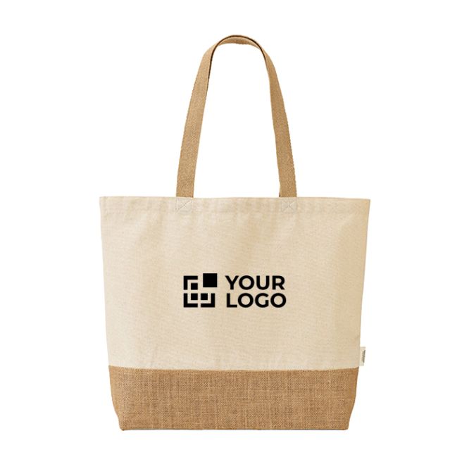 Borsa in cotone e poliestere riciclati con base in juta 220 g/m²