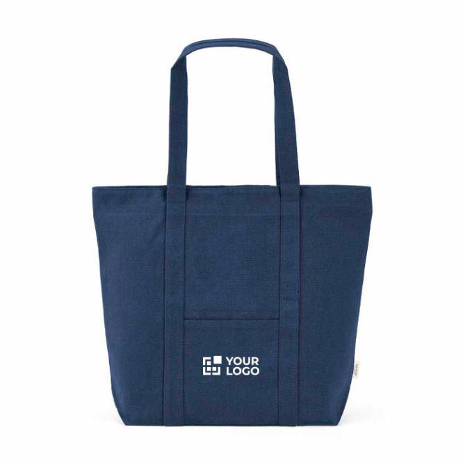 Borsa della spesa in cotone riciclato con zip 360 g/m²