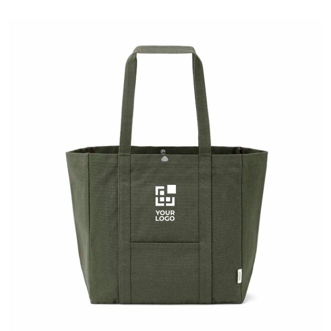Borsa per la spesa in cotone riciclato con chiusura a pressione 360 g/m2