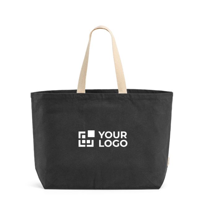 Borsa della spesa in cotone riciclato da 32 L con soffietto 400 g/m²